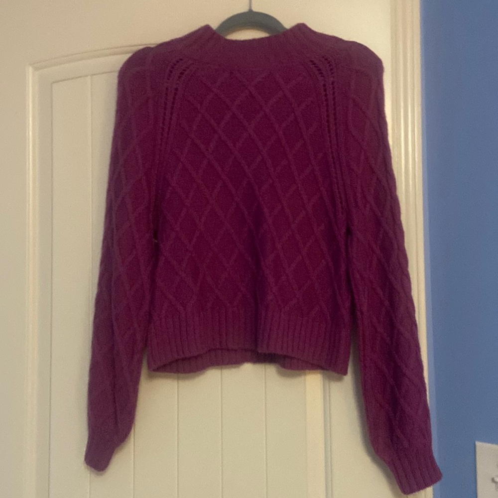 Purple cable knit turtleneck sweater from American Eagle